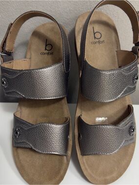 b Comfort Metallic Pewter Slingback Sandals